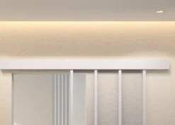 Optimum Kit porte coulissante en applique Atelier blanc cadre en aluminium et verre dépoli Blanc H 204 x 83 x 3,6 cm H 204 x 83 x 3,6 cm