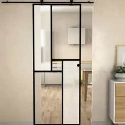 Kit Porte coulissante en verre + Rail coulissant - MINIMO - H. 204 x L. 73 cm - Fabrication Française NORMANDIE-Aurys Clearance