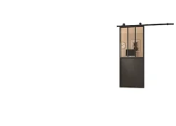 Optimum Kit porte coulissante en applique Atelier noir cadre en aluminium et verre transparent H. 204 X 73 X 3,6 Cm H 204 x 73 x 3,6 cm H 204 x 73 x 3,6 cm