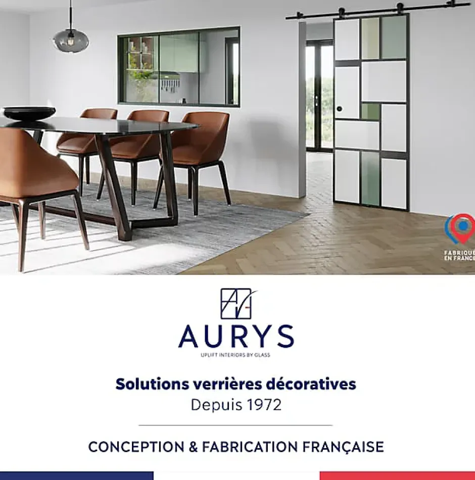 Aurys KIT Porte coulissante en verre + Rail coulissant apparent - MONDO OPAQUE VERTE - H. 204 x L. 73 - Fabrication Française NORM