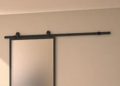 Kit porte coulissante en applique Contemporain noir cadre en aluminium et verre dépoli Blanc H 204 x 73 x 3,6 cm H 204 x 73 x 3,6 cm-Optimum Online