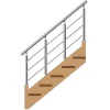 MySystem Kit Réno inox pour garde-corps d'escalier - 4 poteaux - Main courante - 3 barres sur supports transversaux et borgnes