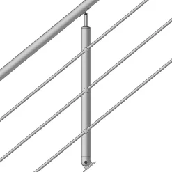 MySystem Kit Réno inox pour garde-corps d'escalier - 4 poteaux - Main courante - 3 barres sur supports transversaux et borgnes
