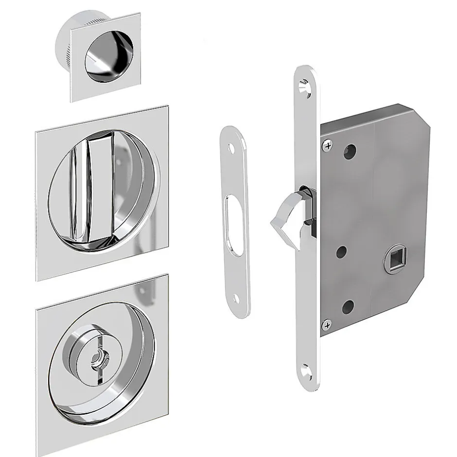 Slid’Up By Mantion Kit serrure à condamnation, poignée carrée, acier finition chromé