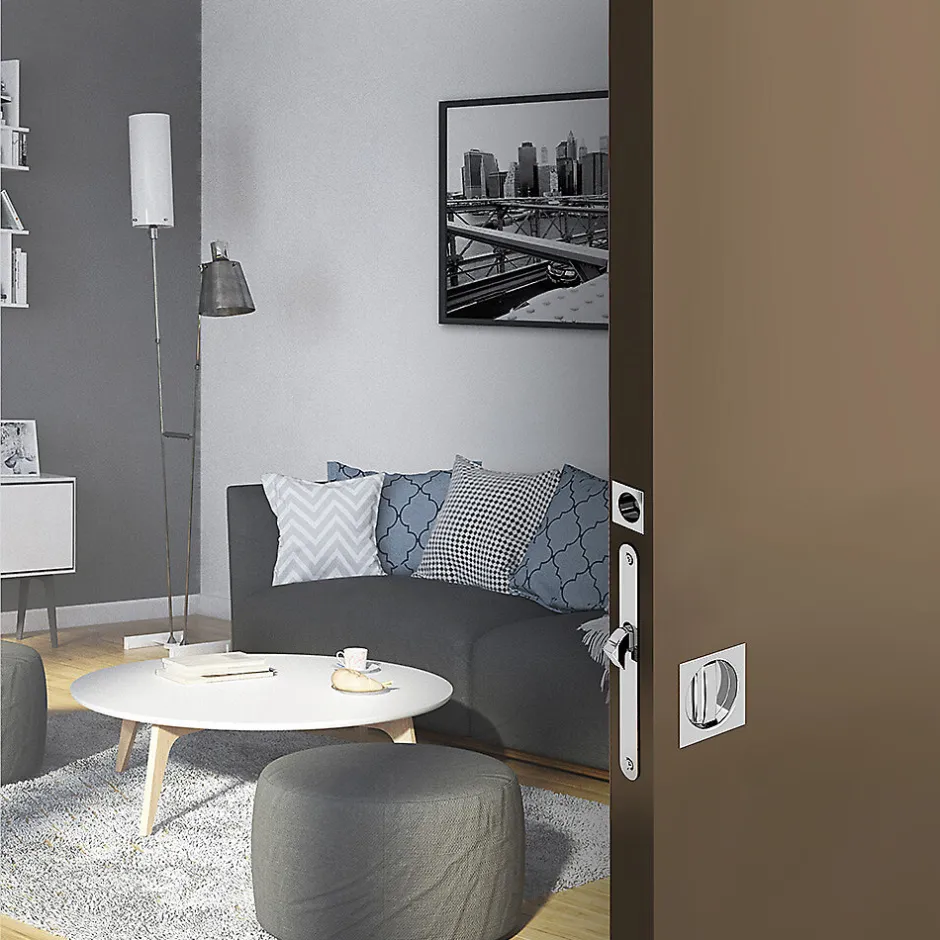 Slid’Up By Mantion Kit serrure à condamnation, poignée carrée, acier finition chromé