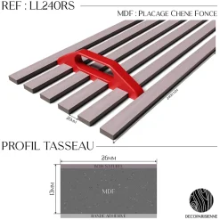 Decoparisienne Kit tasseaux adhésif chêne foncé - Gabarit de pose offert - Surface de 2,4 M2 - Panneau tasseau sur-mesure