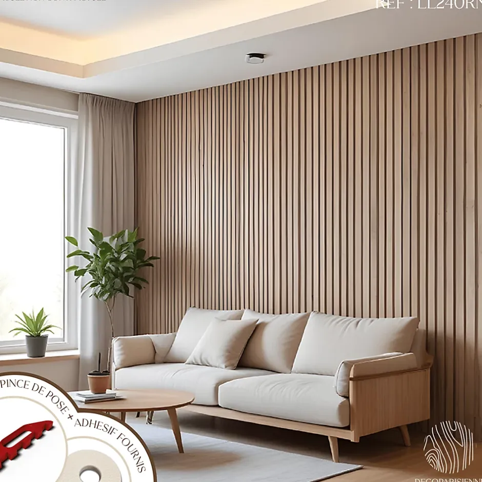 Kit tasseaux adhésif chêne naturel - Gabarit de pose offert - Surface de 2,4 M2 - Panneau tasseau sur-mesure-Decoparisienne