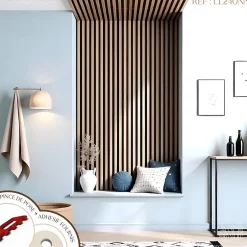 Kit tasseaux adhésif noyer naturel - Gabarit de pose offert - Surface de 2,4 M2 - Panneau tasseau sur-mesure-Decoparisienne Clearance