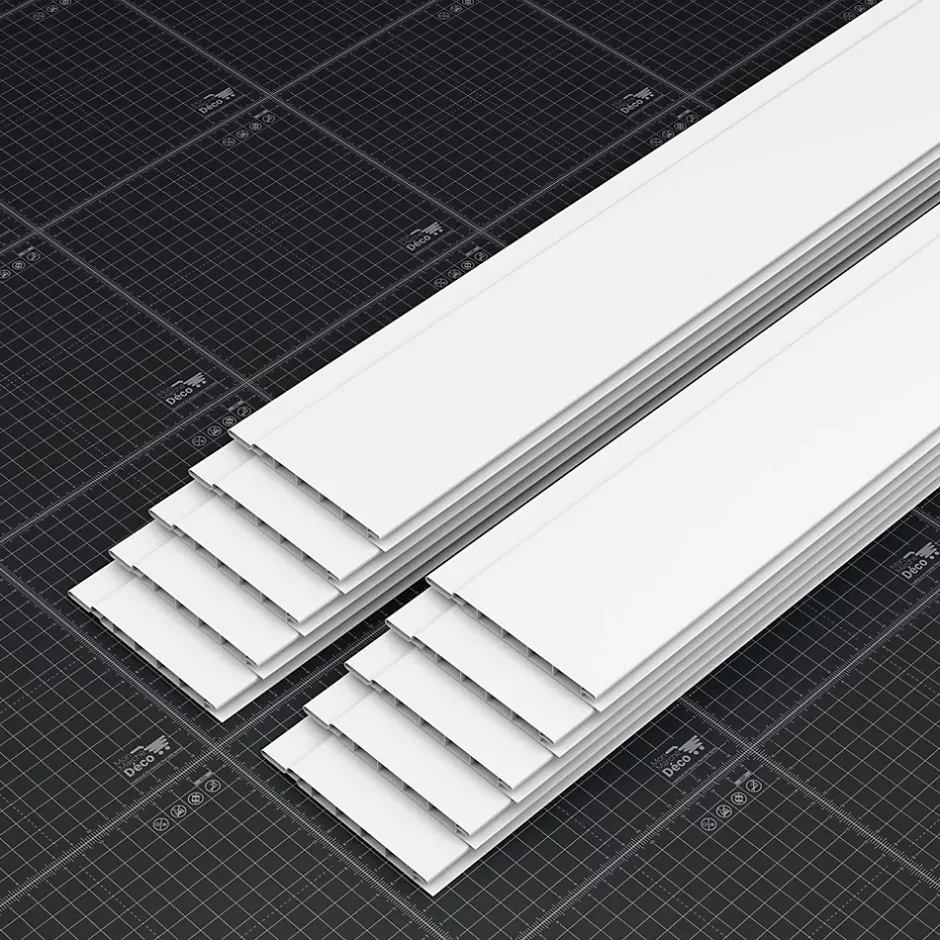 Lambris PVC 100 mm - Lot de 10 Lames - Blanc - 2.60 m, 2600 x 100 x 8 mm (2,60 m²)-Tecnoprofils
