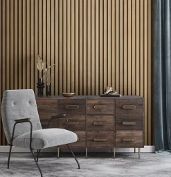 Grosfillex Lambris PVC effet tasseau décoratif lamelles imitation bois linio 37,5 x 260 cm