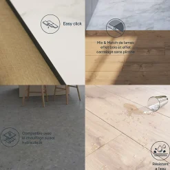 Lame minérale composite clipsable Italo 129 x 20 cm décor bois clair rustique (vendue au carton)-GoodHome Online