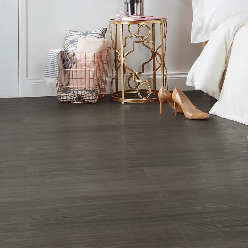 GoodHome Lame PVC adhésive PopRock Bois gris foncé 15 x 91 cm (vendue au carton)