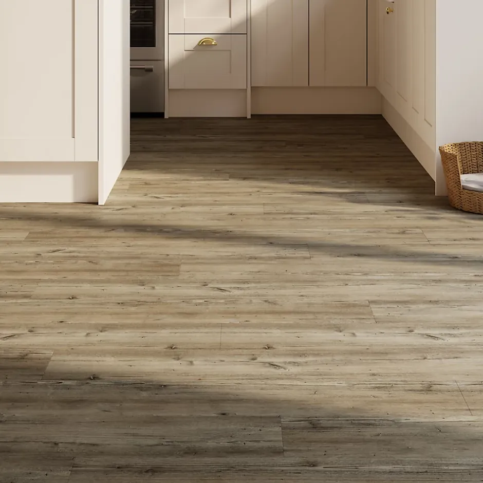 GoodHome Lame PVC clipsable Capella décor bois brun rustique 22,5 x 122 cm