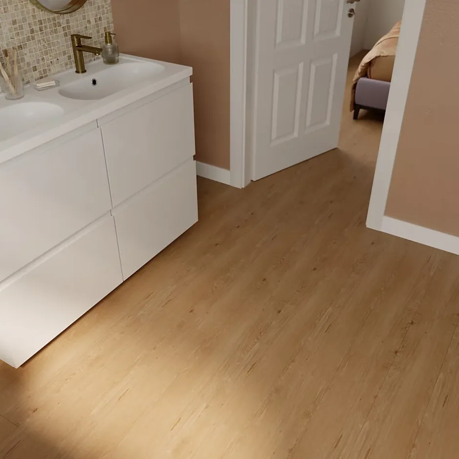 Lame PVC clipsable effet bois blond L.121,9 x l.17,8 cm x ép.4,5 mm, Mambo-GoodHome Best