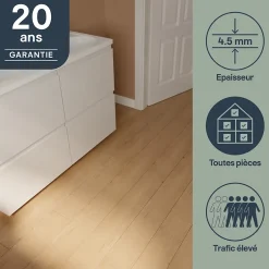 Lame PVC clipsable effet bois blond L.121,9 x l.17,8 cm x ép.4,5 mm, Mambo-GoodHome Best