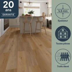 GoodHome Lame PVC clipsable Mambo plus 18x122 cm blond avec sous-couche intégrée (vendue au carton)