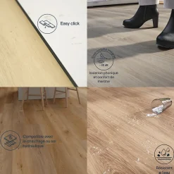 GoodHome Lame PVC clipsable Mambo plus 18x122 cm blond avec sous-couche intégrée (vendue au carton)