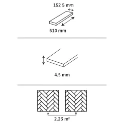 GoodHome Lame PVC clipsable Mambo chevron décor chêne naturel (vendue au carton)