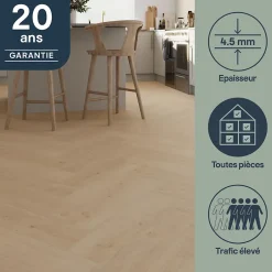 GoodHome Lame PVC clipsable Mambo chevron décor chêne naturel (vendue au carton)