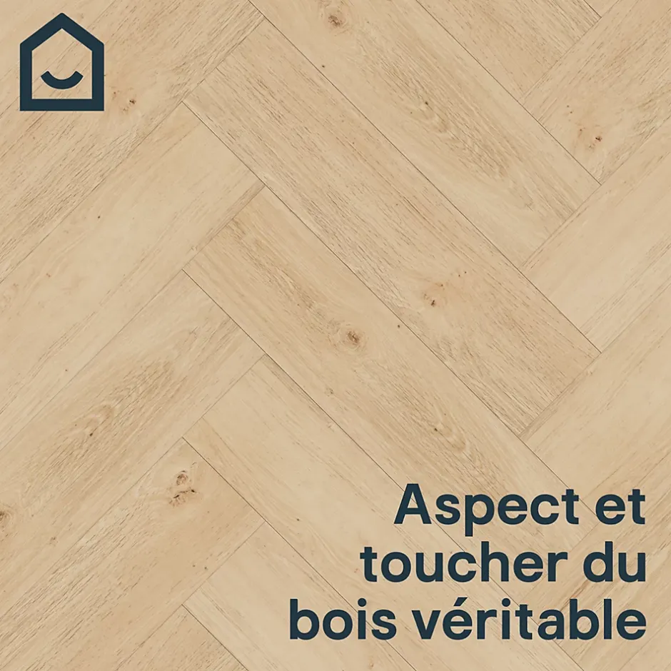 GoodHome Lame PVC clipsable Mambo chevron décor chêne naturel (vendue au carton)