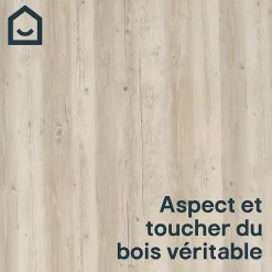 GoodHome Lame PVC clipsable Mambo 124x19 cm décor bois blanc rustique (vendue au carton)