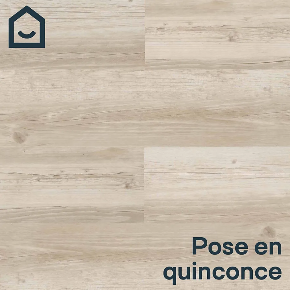 GoodHome Lame PVC clipsable Mambo 124x19 cm décor bois blanc rustique (vendue au carton)