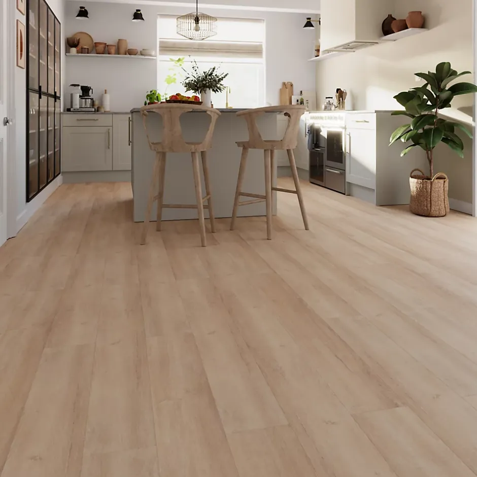 GoodHome Lame PVC clipsable Mambo 124x19 cm décor bois naturel rustique (vendue au carton)