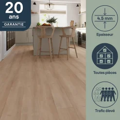 GoodHome Lame PVC clipsable Mambo 124x19 cm décor bois naturel rustique (vendue au carton)