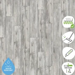 GoodHome Lames PVC Clipsable - Ep. 4 mm - GARANTIE 15 ans - Bois Gris Clair - Dimensions L 122 x l 18 cm