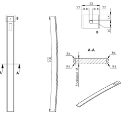 Latte de sommier hêtre 700 x 53 mm ép.8 mm