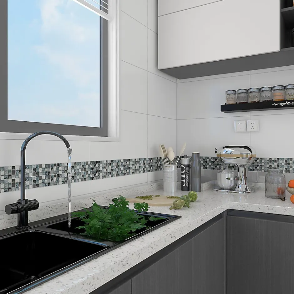 GoodHome Listel 5 x 30 cm verre brillant gris