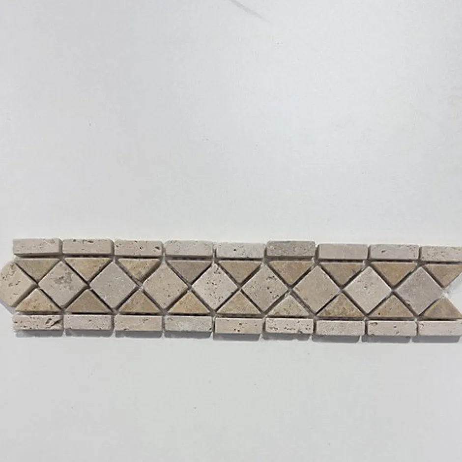 Listel En Travertin Roma Mix - Muska Jaune - 6X30,5X1 CM-Albedo Pierre New