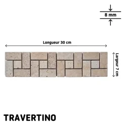 Listel mural en travertin L.30 x l.7 cm x ép.8 mm, Travertino- Discount