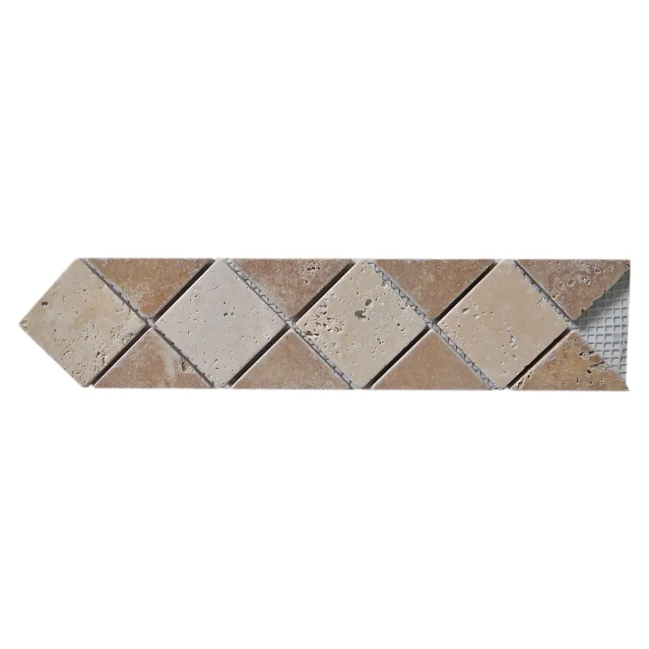 Listel mural en travertin forme losange L.30 x l.7 cm x ép.8 mm, Travertino- Outlet