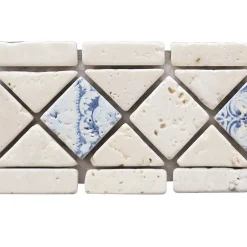 LISTEL RENAISSANCE ROMA TRAVERTIN BLUE 1 PIÈCE 6 X 28,5 CM CASA LINEA-Casa Linéa Sale