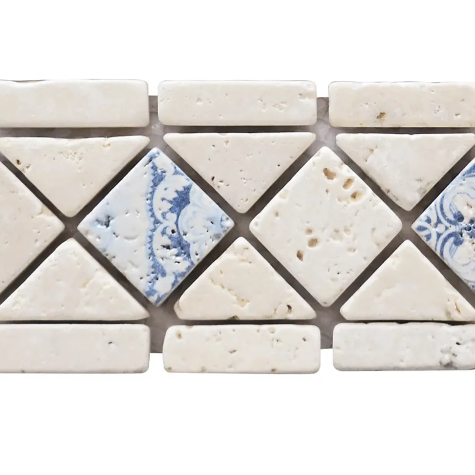 LISTEL RENAISSANCE ROMA TRAVERTIN BLUE 1 PIÈCE 6 X 28,5 CM CASA LINEA-Casa Linéa Sale