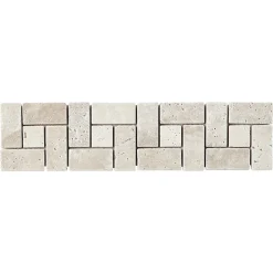 Listel Travertin carré en pierre naturelle 31.5x6,7cm beige et ivoire-GoodHome Sale