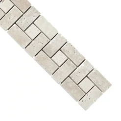 Listel Travertin carré en pierre naturelle 31.5x6,7cm beige et ivoire-GoodHome Sale
