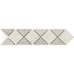 GoodHome Listel travertin pierre naturelle losanges beige marron 31.5 x 6,7 x ép. 0,8 cm