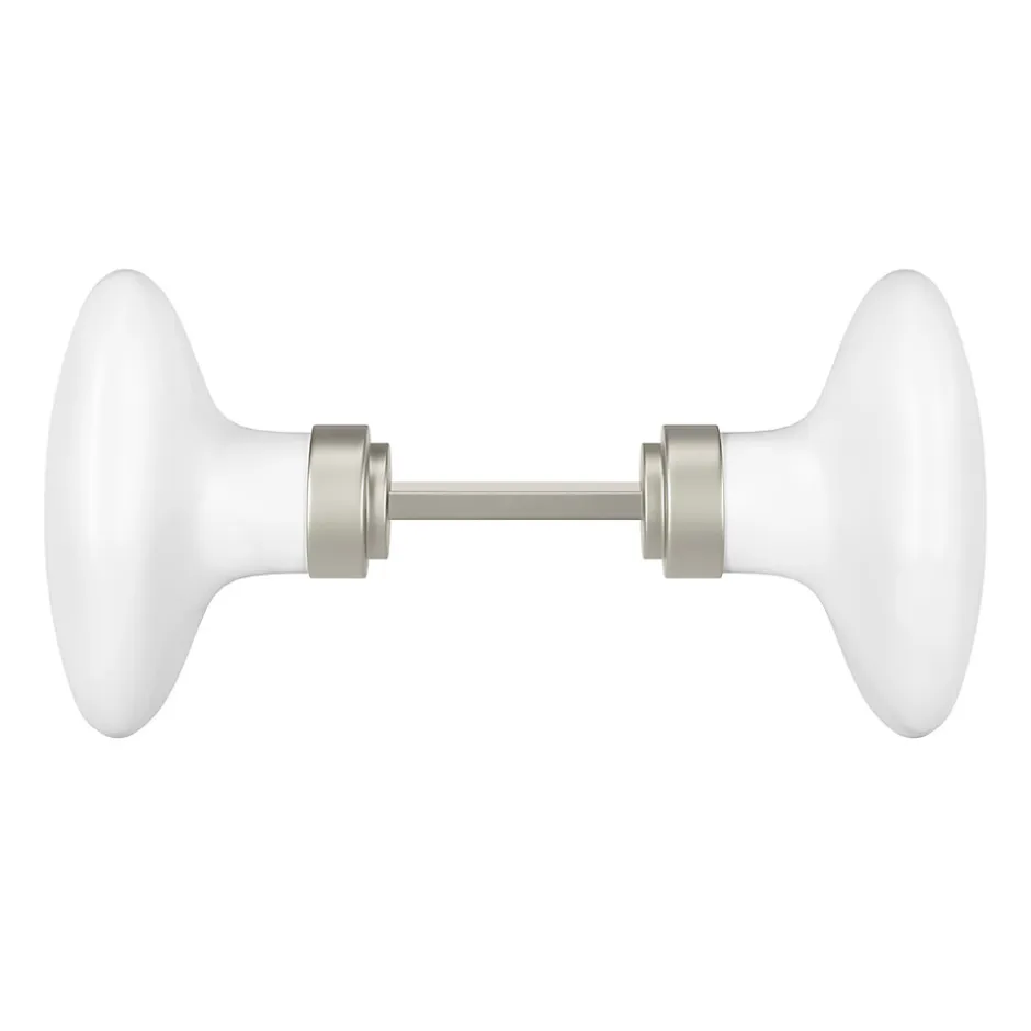 GoodHome Lot 2 boutons de porte ovale porcelaine et zinc blanc l.4.2cm x h.6.5cm