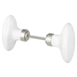 GoodHome Lot 2 boutons de porte ovale porcelaine et zinc blanc l.4.2cm x h.6.5cm