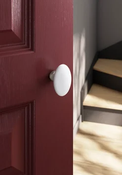 GoodHome Lot 2 boutons de porte ovale porcelaine et zinc blanc l.4.2cm x h.6.5cm