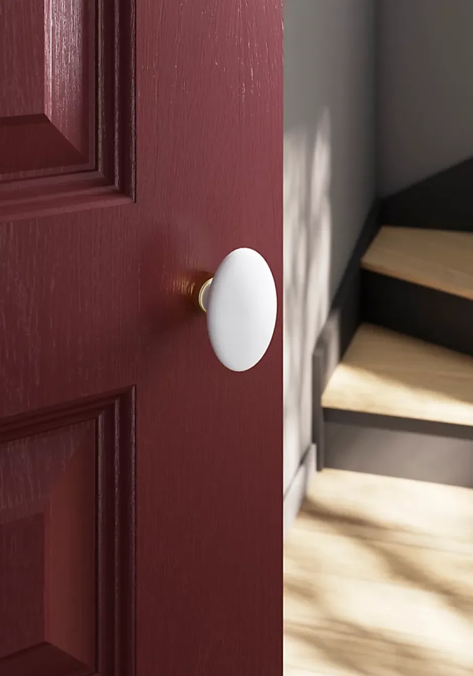 Lot 2 boutons de porte ovale blanc l.4.2cm x h.6.5cm-GoodHome Discount