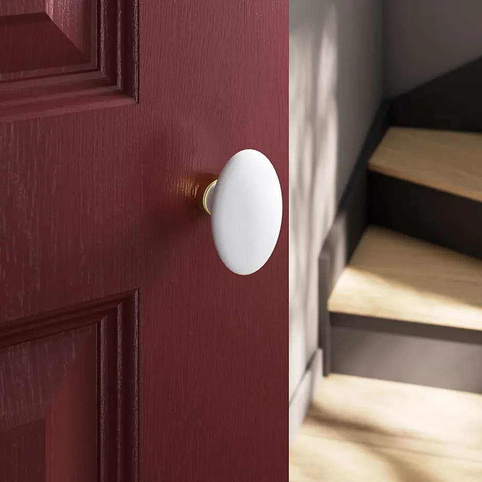 Lot 2 boutons de porte ovale blanc l.4.2cm x h.6.5cm-GoodHome Discount