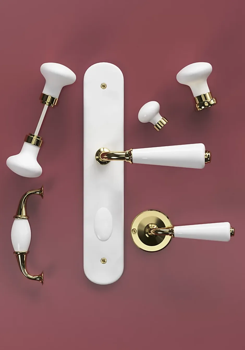 Lot 2 boutons de porte ovale blanc l.4.2cm x h.6.5cm-GoodHome Discount