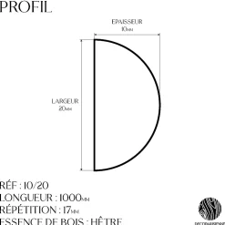 Lot 5 Moulures Décoratives Perle Brut- 100 x 2 cm - Bois de hêtre massif - Style Parisien - A peindre-Decoparisienne Best