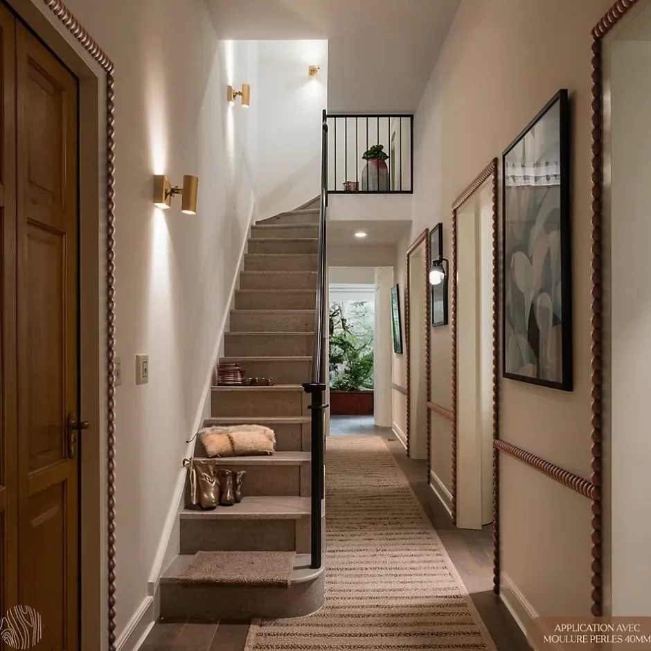 Lot 5 Moulures Décoratives Perle Brut - 100 x 1 cm - Bois de hêtre massif - Style Parisien - A peindre-Decoparisienne New