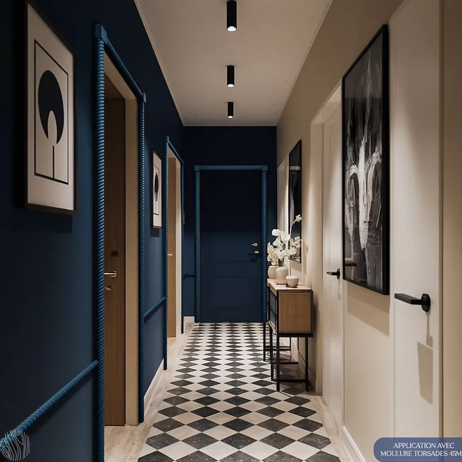 Decoparisienne Lot 6 Moulures Décoratives Torsade Brut - 4.5x120 cm - Bois de hêtre massif - Style Parisien - A peindre