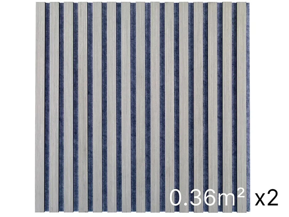 Lot 2 Panneaux Muraux Acoustiques en Bois - 60x60cm - Frêne gris - A Lattes - Panneau Tasseau de Bois Naturel-Quiet Wall Best