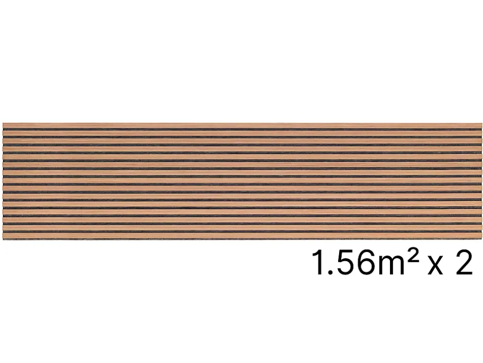 Quiet Wall Lot 2 Panneaux Muraux Acoustiques en Bois - 240x60cm- 3.12 m² - Cerisier Naturel - A Lattes - Panneau Tasseau de Bois